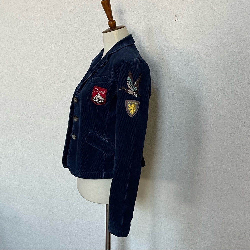 NWOT American eagle navy corduroy blazer with decorative patches - Picture 4 of 6